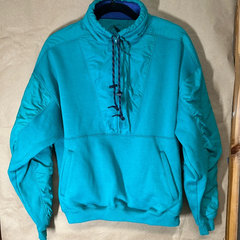 Vintage teal and purple size m Eddie Bauer mock neck half zip pull over